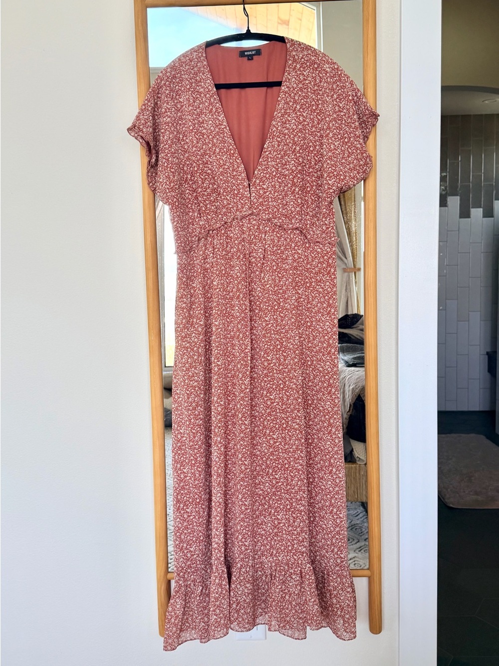 WISHLIST Rust Floral V-Neck Midi Dress